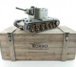 P/У танк Torro КВ-2 1/16  2.4G, СССР, зеленый, ИК-пушка, деревянная коробка