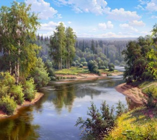 Картина мозаикой с нанесенной рамкой 40х50 ПРИЩЕПА. ПРОТОЧНАЯ РЕКА (32 цвета)