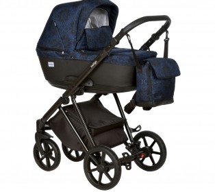 Коляска Indigo ADAGIO Limited 2в1, Тёмно-синий+ черная кожа