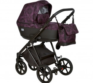 Коляска Indigo ADAGIO Limited 2в1, Сливовый + чёрная кожа