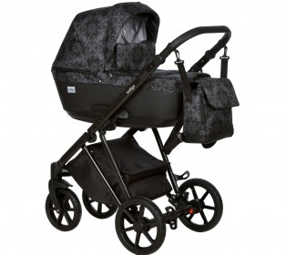 Коляска Indigo ADAGIO Limited 2в1, Тёмно-серый + чёрная кожа