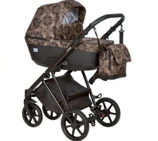 Коляска Indigo ADAGIO Limited 2в1, Бежевый + чёрная кожа