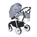Коляска Indigo ALPINA+F 3в1 Al 04 Св.серый+белая кожа