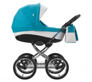 Коляска Aroteam VERONIMO 18 2в1, Бирюзовый+белая кожа