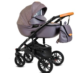 Коляска Alis CAMARO F 3в1 Cm 03 Фиолетовый узор+фиолетовая кожа