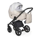 Коляска Indigo MIO+F 3в1 (Indigo) Mi 02 Светлый бежевая кожа+св.бежевый узор