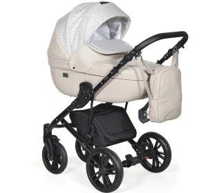 Коляска Indigo MIO+F 3в1 (Indigo) Mi 02 Светлый бежевая кожа+св.бежевый узор