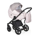 Коляска Indigo MIO+F 3в1 (Indigo) Mi 04 Светло розовая кожа+розовый узор