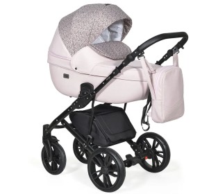 Коляска Indigo MIO+F 3в1 (Indigo) Mi 04 Светло розовая кожа+розовый узор