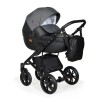 Коляска Indigo MIO+F 3в1 (Indigo) Mi 07 Черная кожа+черный узор