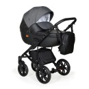 Коляска Indigo MIO+F 3в1 (Indigo) Mi 07 Черная кожа+черный узор