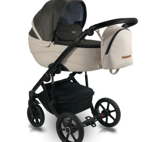 Коляска Bexa IDEAL 2в1, Черный+бежевая кожа