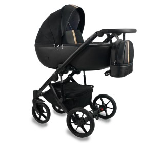 Коляска Bexa AIR 2в1, Черная кожа+золотой