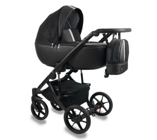 Коляска Bexa AIR 2в1, Черная кожа + серебряный