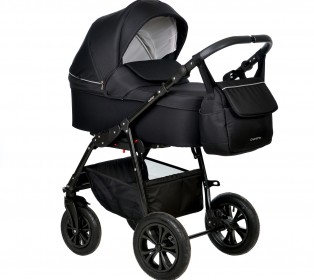 Коляска Indigo CHARLOTTE Mono 2в1, Черный + серебряная кожа