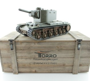 P/У танк Torro КВ-2 1/16  2.4G, СССР, зеленый, ИК-пушка, деревянная коробка