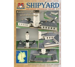 Сборная картонная модель Shipyard маяк Lighthouse Kampen with buildings (№74), 1/87