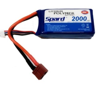 Аккумулятор Li-Po Spard 2000mAh, 7,4V, 20C, T‐plug для Remo Hobby 1/16, Himoto 1/18