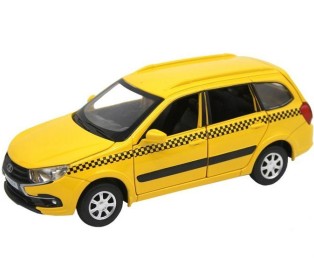 Машина "АВТОПАНОРАМА" LADA GRANTA CROSS "ТАКСИ", желтый, 1/24, свет, звук, в/к 24,5*12,5*10,5 см