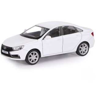 Машина "АВТОПАНОРАМА" LADA VESTA седан, 1/24,  белый, свет. звук. эффекты, в/к 24,5*12,5*10,5 см