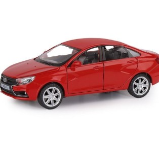 Машина "АВТОПАНОРАМА" LADA VESTA седан, 1/24,  красный, свет. звук. эффекты, в/к 24,5*12,5*10,5 см