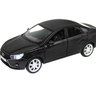 Машина "АВТОПАНОРАМА" LADA VESTA седан, 1/24,  черный металлик, свет, звук, в/к 24,5*12,5*10,5 см