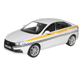 Машина "АВТОПАНОРАМА" LADA VESTA "ТАКСИ" белый, 1/24, свет, звук, инерция, в/к 24,5*12,5*10,5 см