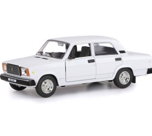 Машина "АВТОПАНОРАМА" ВАЗ 2107, 1/24, белый, инерция, в/к 24,5*12,5*10,5 см