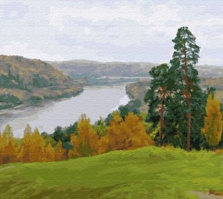 Картина по номерам 40х50 Бузин. Осень на оке (28 цветов)