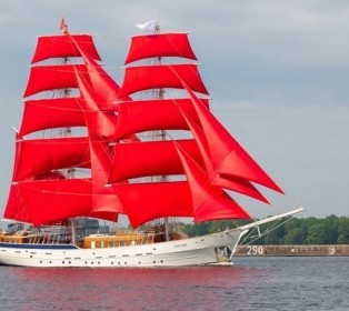 Картина по номерам с цветной схемой на холсте 30х40 Бриг Россия (20 цветов)