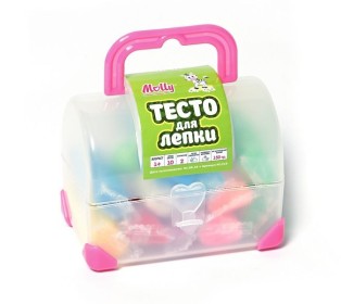 Тесто для лепки СУНДУЧОК 10 цветов (150 грамм) + 2  формочки