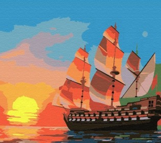 Картина по номерам 15х20 ЗАКАТ НАД МОРЕМ (16 цветов)