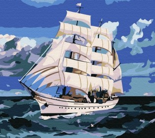 Картина по номерам 15х20 КОРАБЛЬ В МОРЕ (14 цветов)
