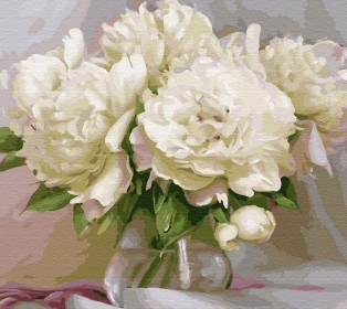 Картина по номерам на дереве 40х50 БУЗИН. НЕЖНЫЕ ПИОНЫ (28 цветов)