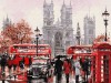 Картина по номерам на дереве 40х50 ЛОНДОНСКИЙ ТРАНСПОРТ (28 цветов)