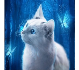 Картина мозаикой 30х30 ГОЛУБОГЛАЗАЯ КОШКА (квадрат) (22 цвета)