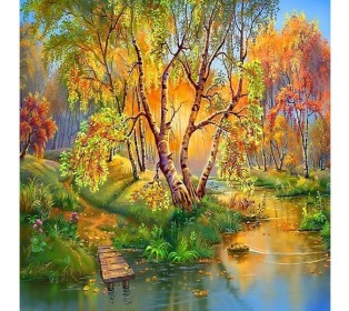 Картина мозаикой 30х30 ЗОЛОТАЯ ОСЕНЬ (квадрат) (30 цветов)