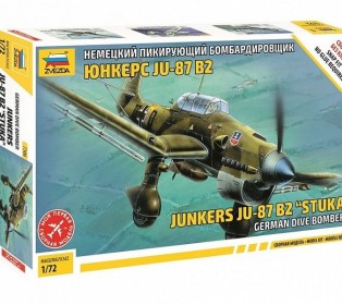 Сборная модель ZVEZDA Немецкий бомбардировщик Юнкерс Ju-87B2 (сборка без клея), 1/72