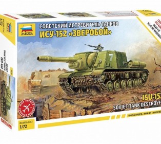 Сборная модель ZVEZDA Советский истребитель танков ИСУ-152 "Зверобой" (сборка без клея), 1/72