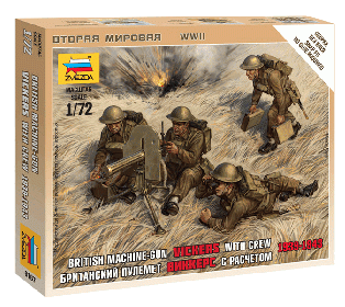 Сборные солдатики ZVEZDA Британский пулемет "Виккерс" с расчетом, 1/72