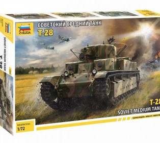 Сборная модель ZVEZDA Советский средний танк Т-28 , 1/72
