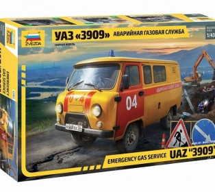 Сборная модель ZVEZDA УАЗ-3909 "Буханка" Аварийная газовая служба, 1/43