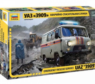 Сборная модель ZVEZDA УАЗ-3909 "Буханка" Аварийно-спасательная служба, 1/43