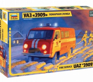 Сборная модель ZVEZDA УАЗ-3909 "Буханка" Пожарная служба, 1/43