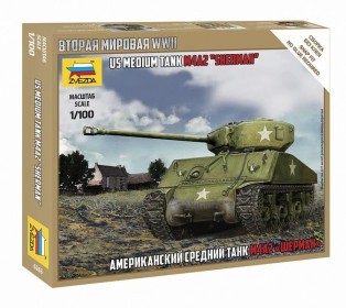 Сборная модель ZVEZDA Американский средний танк "Шерман" М4А2, 1/100