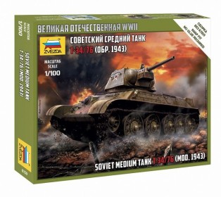 Сборная модель ZVEZDA Советский танк Т-34/76 1943г., 1/100