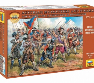 Сборные солдатики ZVEZDA Австрийские мушкетеры и пикинеры XVII века, 1/72