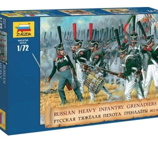 Сборные солдатики ZVEZDA Русская тяжёлая пехота Гренадёры 1812-1814 гг., 1/72