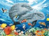 Алмазная мозаика 15х20 ДЕЛЬФИНЫ В МОРЕ (7 цветов)