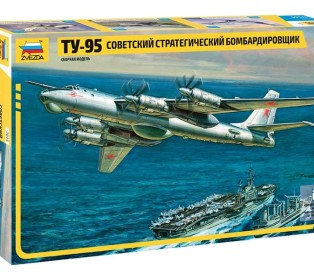 Сборная модель ZVEZDA Советский стратегический бомбардировщик Ту-95 (ограниченная серия), 1/144